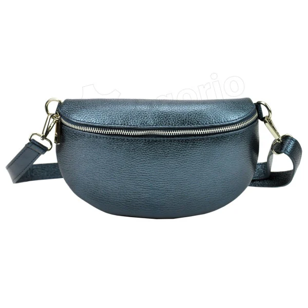 Женская кожаная сумка на пояс (бананка) Patrizia 417-003D-1 SILVER