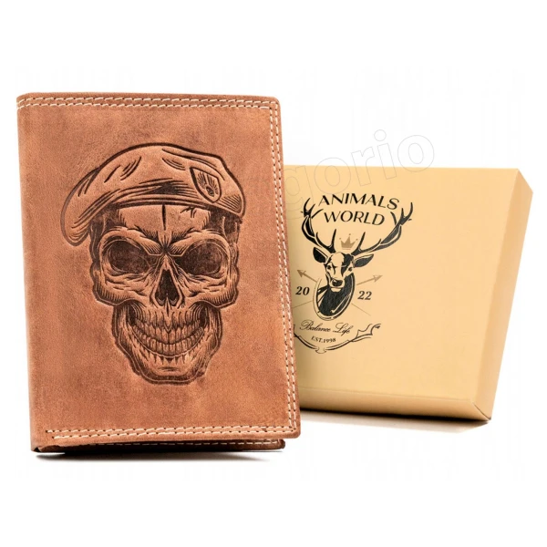 Мужской кожаный кошелек Always Wild ANIMALS N4-CHM SKULL