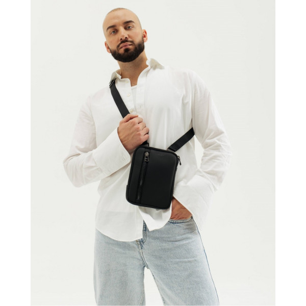 Чоловіча сумка з екошкіри Wallet bag чорна,екошкіра